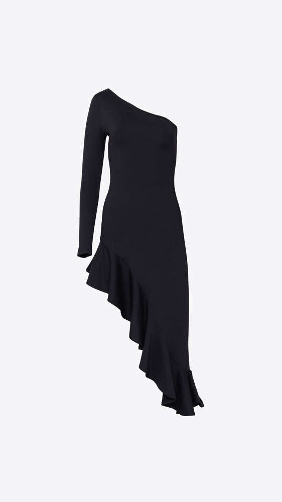 Susana Monaco Women's One Shoulder Asymmetric Ruffle Dress - Black